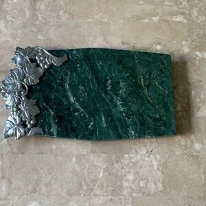 Lenox cheese cutting board‎ grapes vine green silver marble